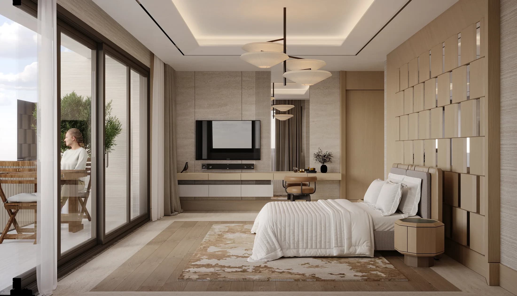 Principal bedroom, balcony elevation