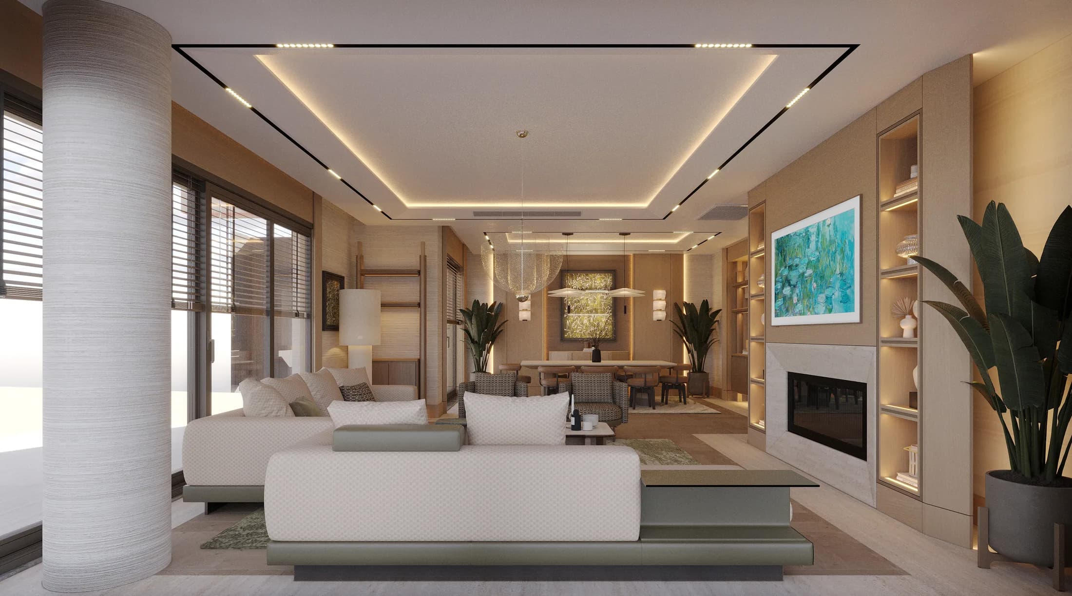 Salon, bahçeye açılan cephe